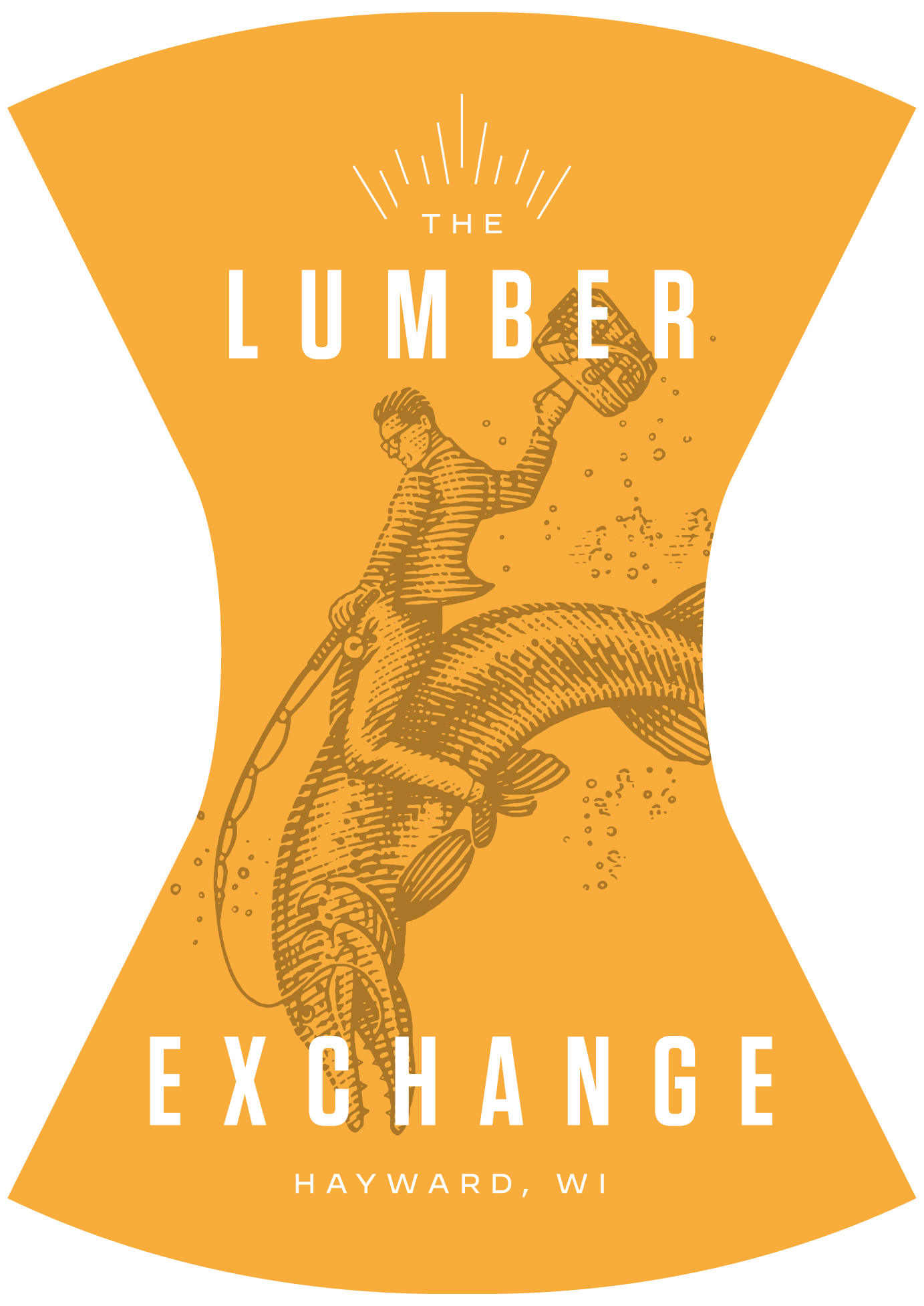 Lumber Exchange axe mark in amber and bronze